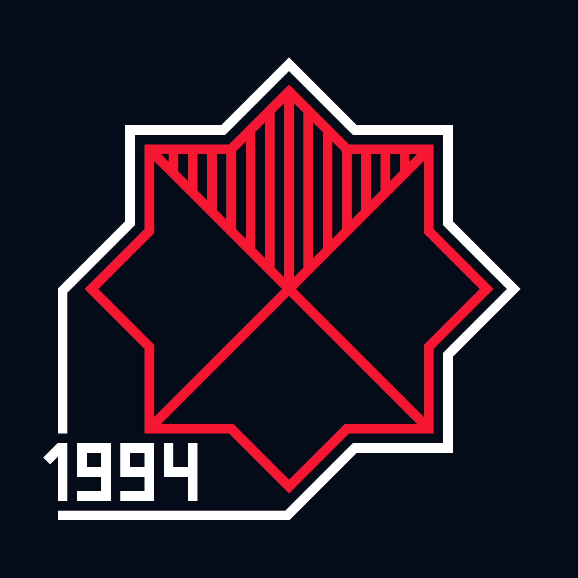 Brutalist logo in the shape of a roof